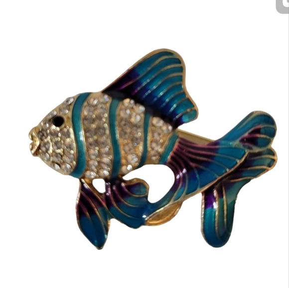 Enameled Fantail Goldfish Brooch - Picture 2 of 5